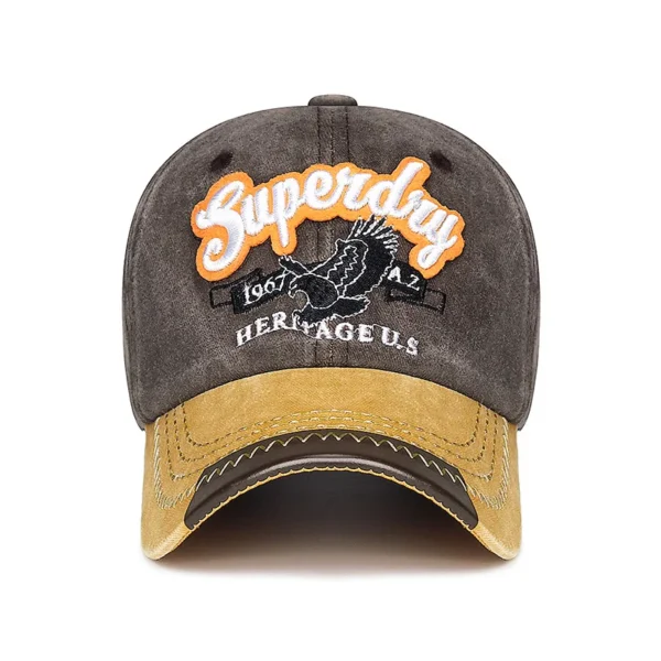 New Unisex Washed Cotton Embroidered Eagle Baseball Cap American Retro Contrast Color Fashion Baseball Caps Youth Casual Sun Hat - Image 2