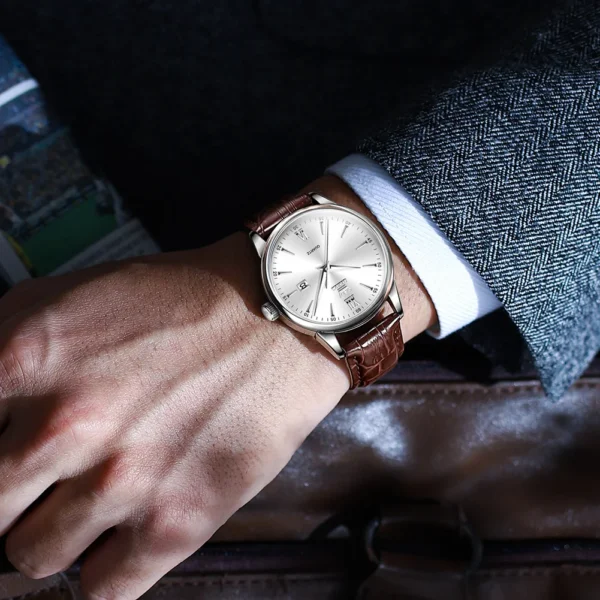 OLEVS Luxury Men's Watches High Quality Fashion Leather Watch For Men Waterproof Original Classic Quartz Wristwatch Reloj Hombre - Image 4