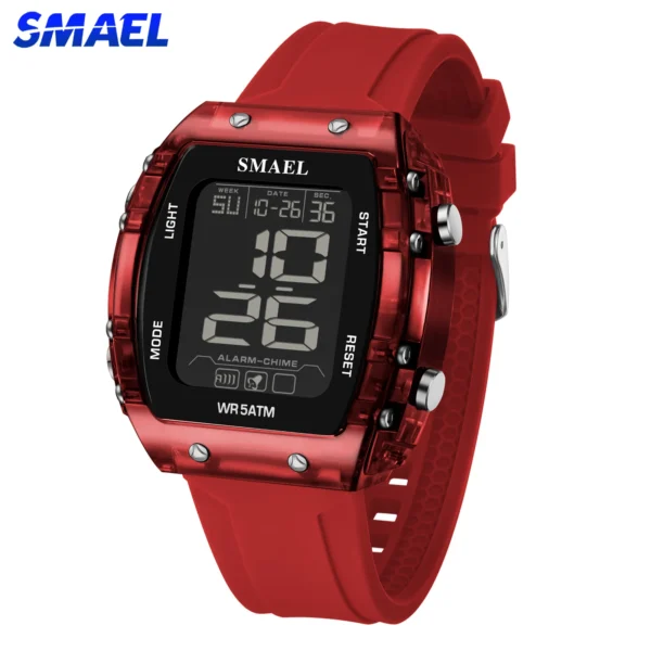 SMAEL Watches for Women LCD Digital Movement Silicone Strap Clock Fashion Trend Waterproof Sport Electronic Wristwatches Female