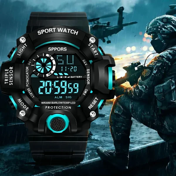 YIKAZE Y73 Men's Watch Digital Sports Electronic Wristwatch Large Dial Multifunctional Waterproof Luminous Alarm Male's Bracelet - Image 2