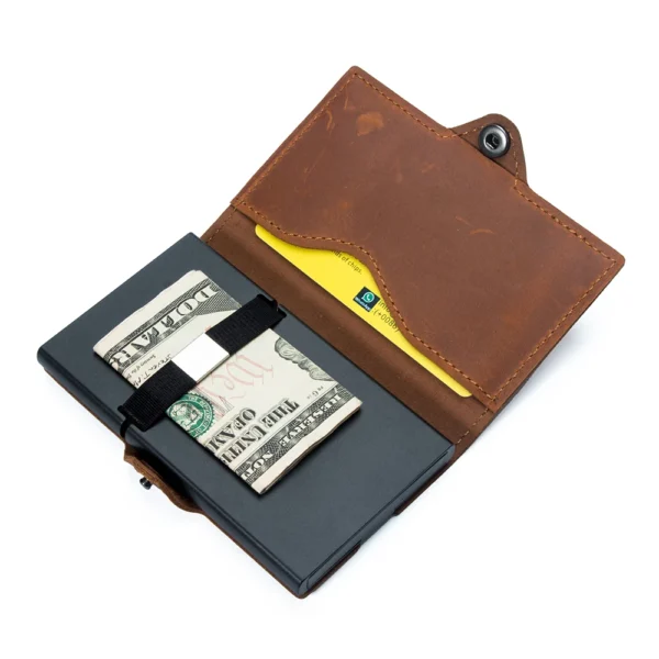 CASEKEY Men Wallets 100% Genuine Cow Leather Popup Short Card Holder Purse High Quality Brand Male Wallet Tarjeteros Para Hombre - Image 5