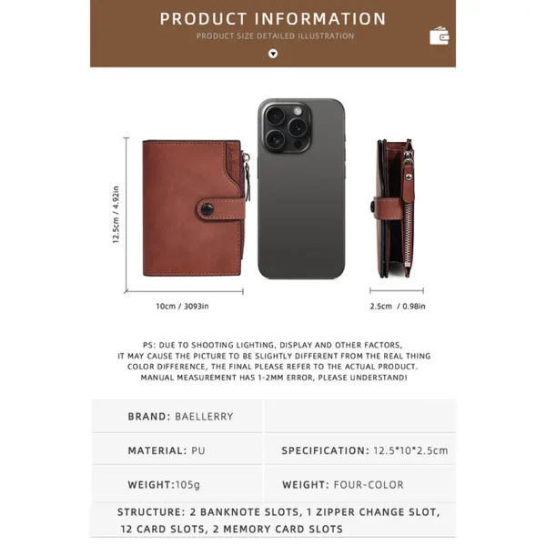 New RFID Men Zipper Wallets Name Engraving Simple Coin Pocket Male Purse Money Clips High Quality Brand Card Holder Men's Wallet - Image 2
