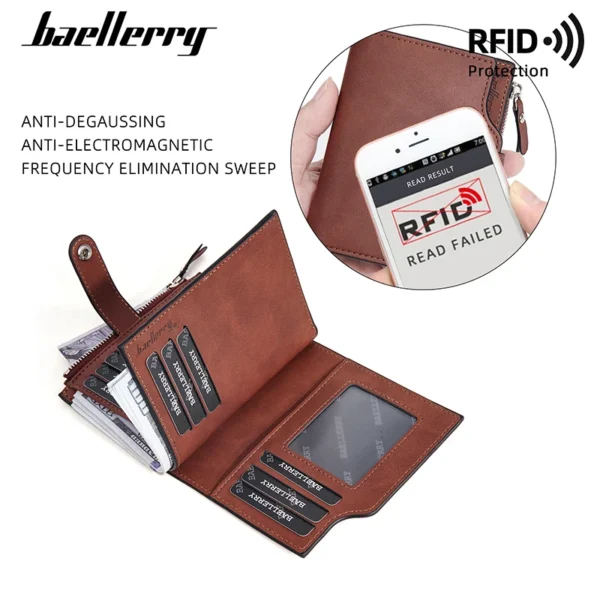 New RFID Men Zipper Wallets Name Engraving Simple Coin Pocket Male Purse Money Clips High Quality Brand Card Holder Men's Wallet - Image 3