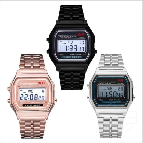 Luxury LED Digital Watches for Men Stainless Steel Gold Sliver Electronic Watch Fashion Business Mens Watch Relogios Masculino - Image 2