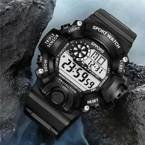 YIKAZE Y73 Men's Watch Digital Sports Electronic Wristwatch Large Dial Multifunctional Waterproof Luminous Alarm Male's Bracelet - Image 3