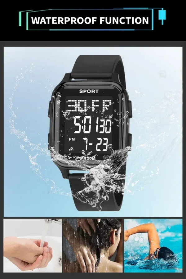 YIKAZE Sports Watch for Men Waterproof Multifunction Electronic Watch Ultra-thin Men's LED Digital Wristwatch for Man Student - Image 5