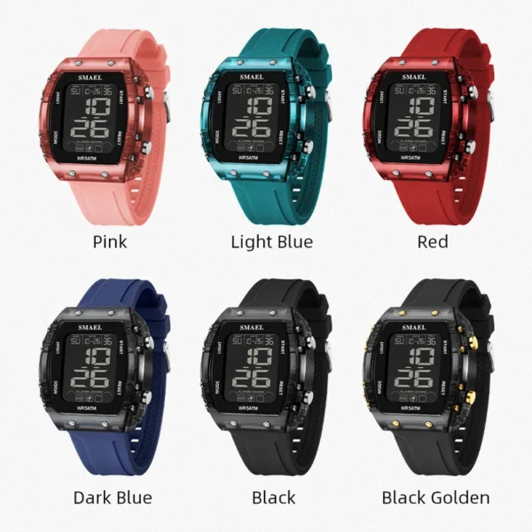 SMAEL Watches for Women LCD Digital Movement Silicone Strap Clock Fashion Trend Waterproof Sport Electronic Wristwatches Female - Image 6