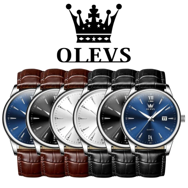 OLEVS Luxury Men's Watches High Quality Fashion Leather Watch For Men Waterproof Original Classic Quartz Wristwatch Reloj Hombre - Image 5