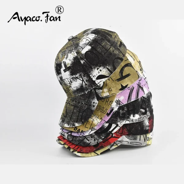 Graffiti Print Baseball Cap New Spring Sunhat Colorful Letter Men Women Unisex-Teens Cotton Snapback Caps Fashion Hip Hop Hat - Image 2