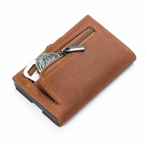 CASEKEY Men Wallets 100% Genuine Cow Leather Popup Short Card Holder Purse High Quality Brand Male Wallet Tarjeteros Para Hombre - Image 4