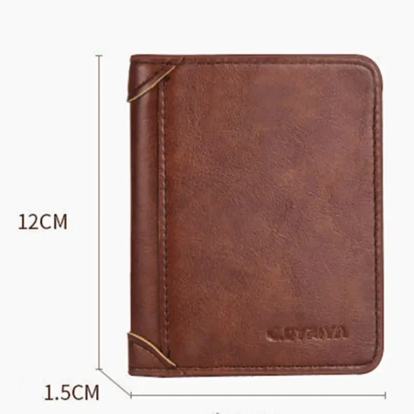 PU Leather RFID Wallet Men Slim Vertical Wallets Black Thin Short ID Credit Card Holder Minimalist Men's Brown Money Bag - Image 3