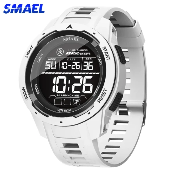 SMAEL Men Digital Watch Waterproof Stopwatch Hourly Alarm Clock Silicon Tape Military Sport Junior Student Electronic Wristwatch - Image 2
