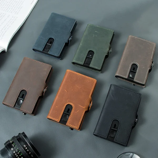 CASEKEY Men Wallets 100% Genuine Cow Leather Popup Short Card Holder Purse High Quality Brand Male Wallet Tarjeteros Para Hombre - Image 3