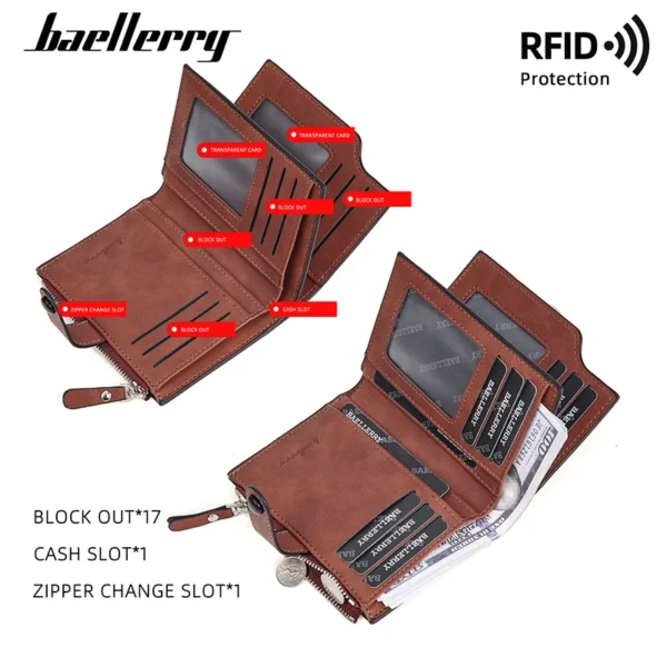 New RFID Men Zipper Wallets Name Engraving Simple Coin Pocket Male Purse Money Clips High Quality Brand Card Holder Men's Wallet - Image 4