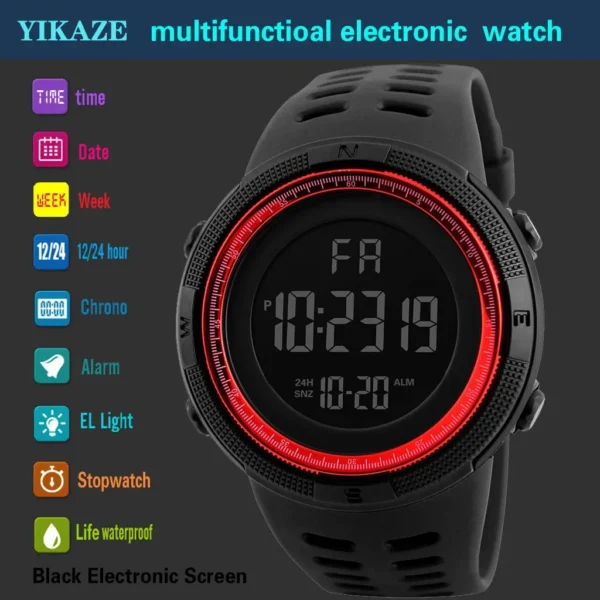 Men's Watch Sports Digital Watches for Man Big Dial Luminous Waterproof Alarm Clock Multifunction Military Electronic Wristwatch - Image 4
