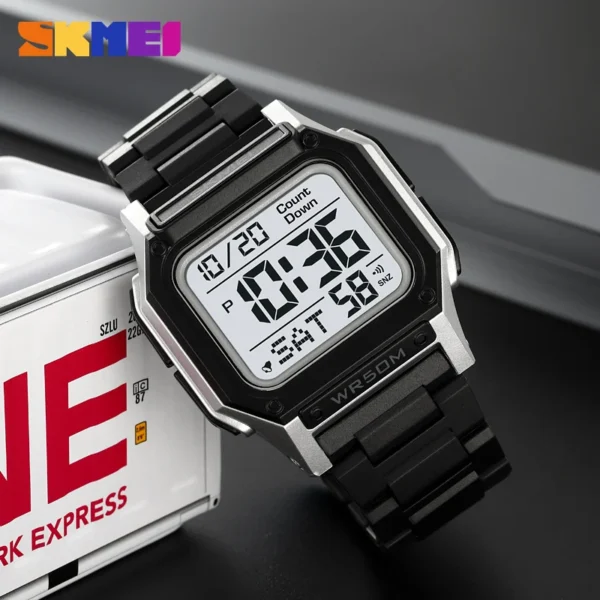 SKMEI Waterproof Sport Watch for Man Countdown Stopwatch Digital Wristwatch 2Time Fashion Mens Clock - Image 5